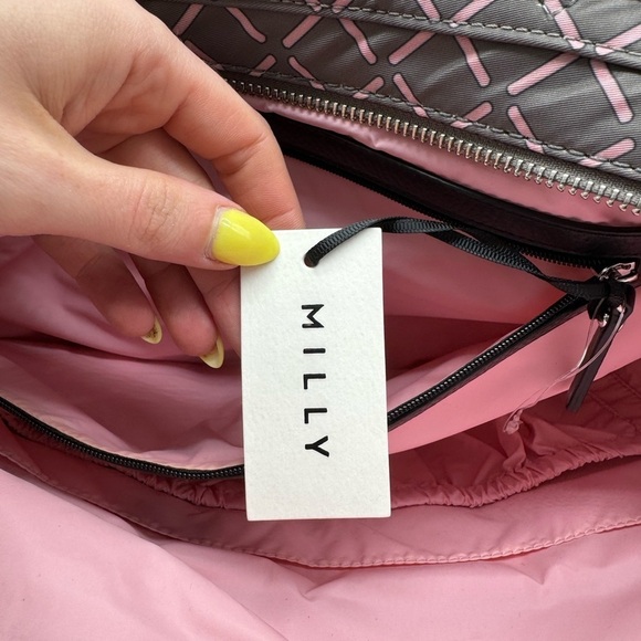 NWT MILLY Luxe Baby Diaper Bag in Grey and Pink - Picture 12 of 15